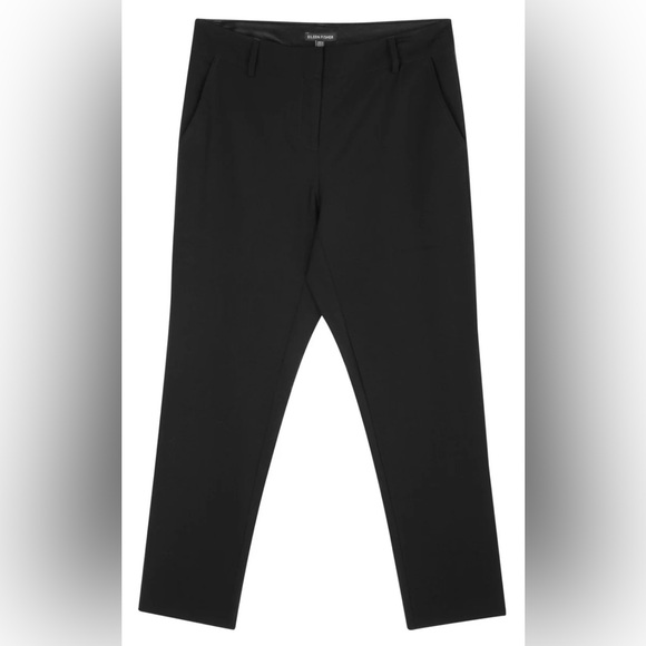 EILEEN FISHER Viscose Wool Stretch Pant‎ Black Dress Trouser Office Work 10 - Picture 1 of 16